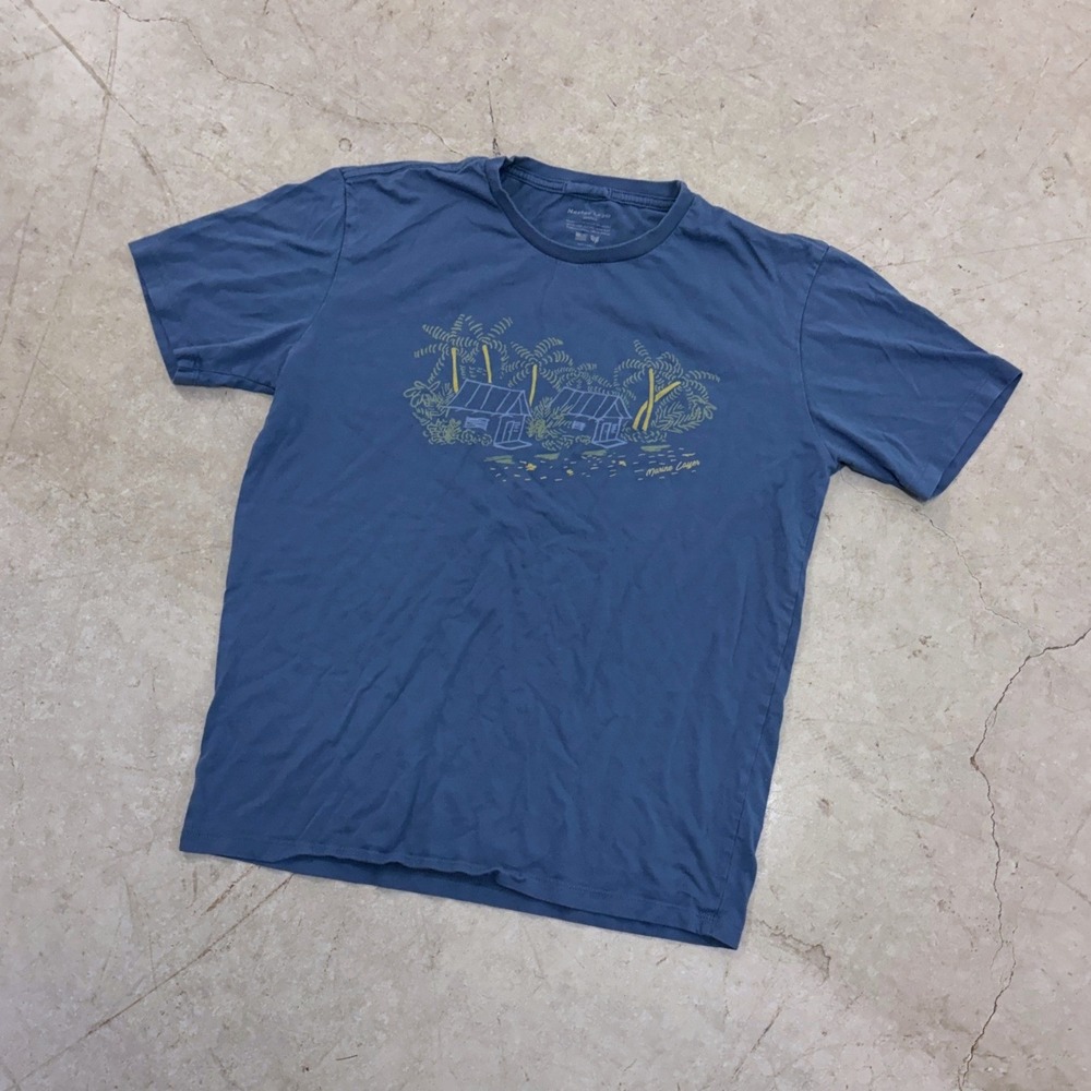 Marine Layer Mens Small Blue Supima Cotton Modal Beach Graphic T-Shirt USA Made